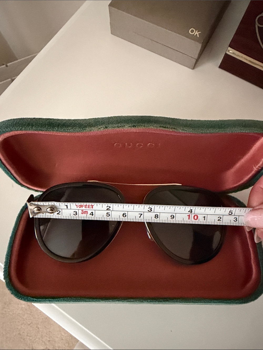 Gucci Black Lens Aviator Sunglasses with Gold Accents - Picture 7 of 7